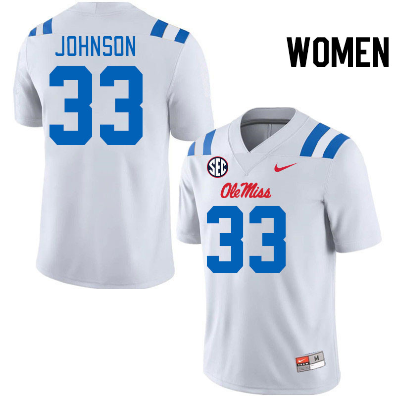 Women #33 Antione Johnson Ole Miss Rebels 2024 New Uniforms College Football Jerseys Stitched-White